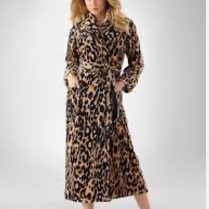 Soma Robe Plush long Robe Leopard animal brown black Belt Small medium fur